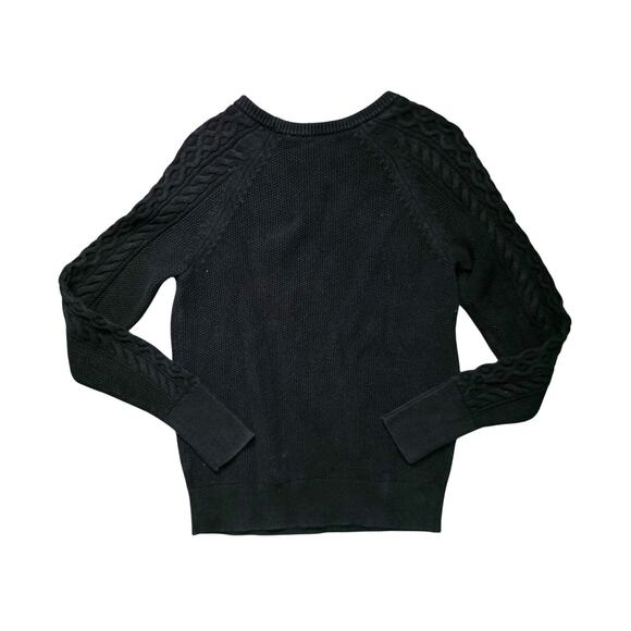 GAP Cable Knit Pullover Sweater Women’s M Black Cotton Crewneck - Picture 3 of 6